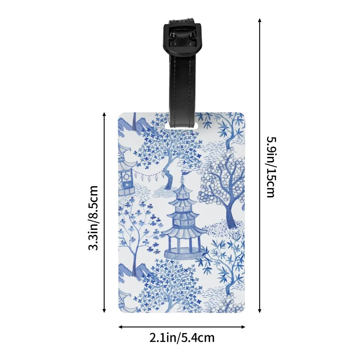 Custom Pagoda Forest Luggage Tag Custom Blue Delft Vintage Chinoiserie Baggage Tags Privacy Cover ID Label