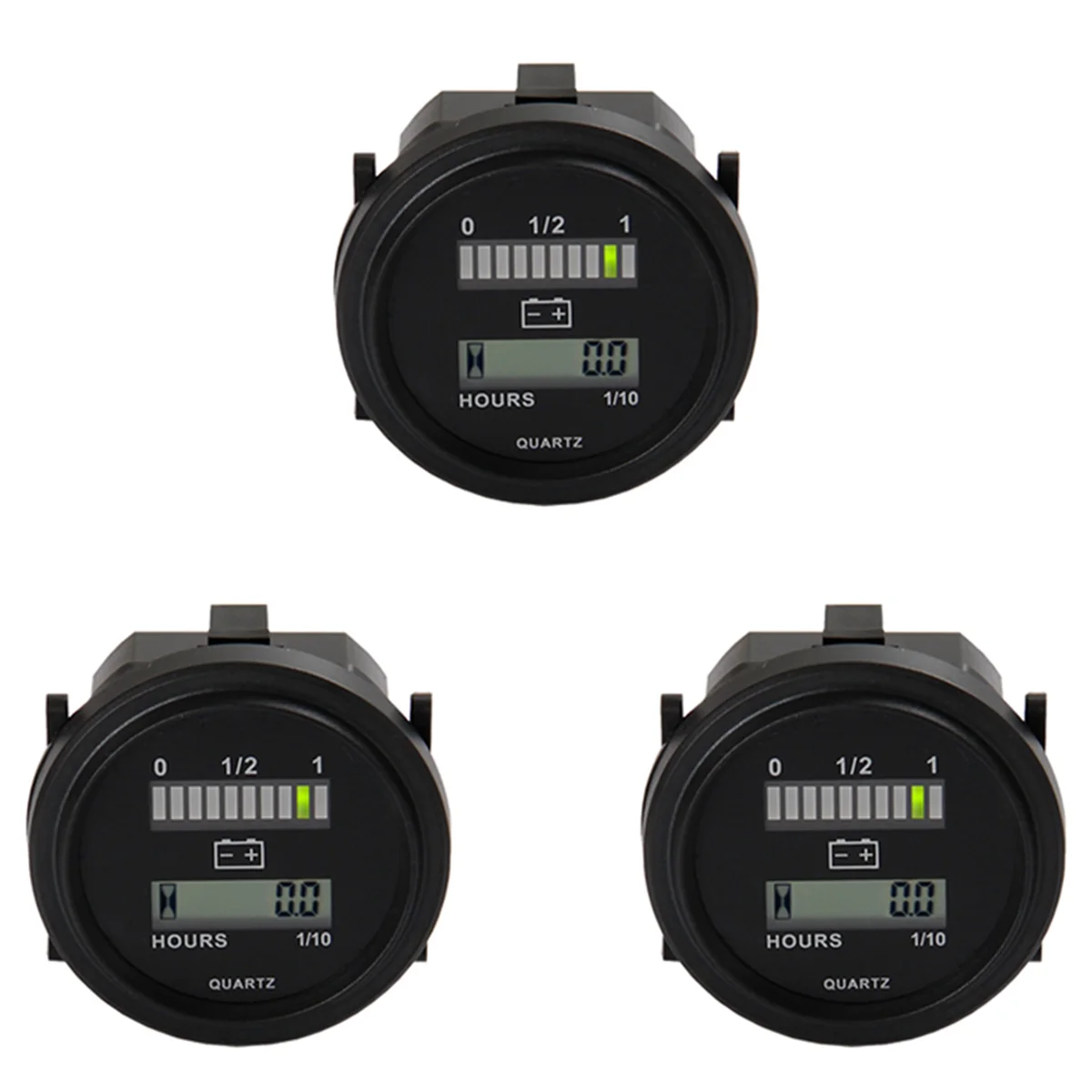 

3X LED with Hour Meter Round Battery Indicator Meter Gauge 12/24V 36V 48V for Boat Golf Cart Yamaha Club Cart Forklift