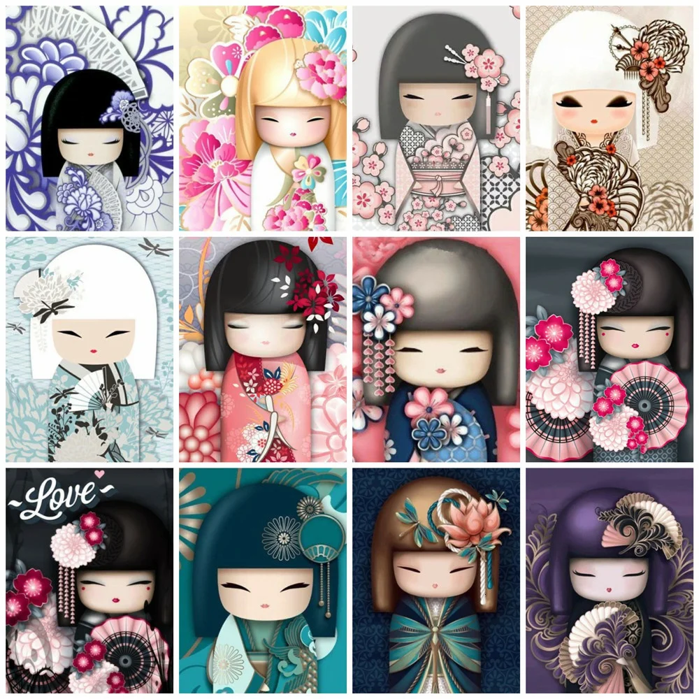 5D Diamond Painting Full Square Drill Doll Japanese Diamond Art DIY Embroidery Sale Rhinestone Mosaic Decor Home
