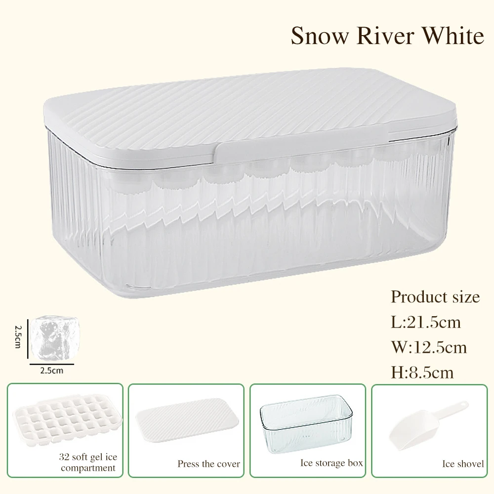 Ice Cube Tray Ice Block Mold With Lid Shovel Household Refrigerator Ice Box  32 Grid Ice