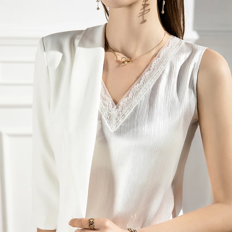 

High Quality 2024 Women Tops Lace Splice Design Spring Summer T-shirt Female Sexy Gauze Clothing Casual Blouse Clothes Y2k Girl