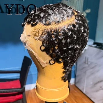 Chioma Curly Pixie Glueless 13X4 Parrucca frontale piena in pizzo Parrucche corte per capelli umani con taglio a caschetto Parrucche complete fatte a macchina per le donne Prepizzicate