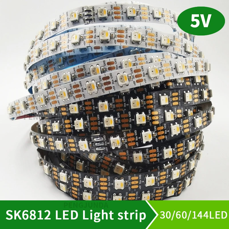 SK6812 DC5V RGBW (Similar WS2812B) 4 In 1 30/60/144 Leds/Pixels/m Individual Addressable Led Strip CW NW WW IP30/65/67