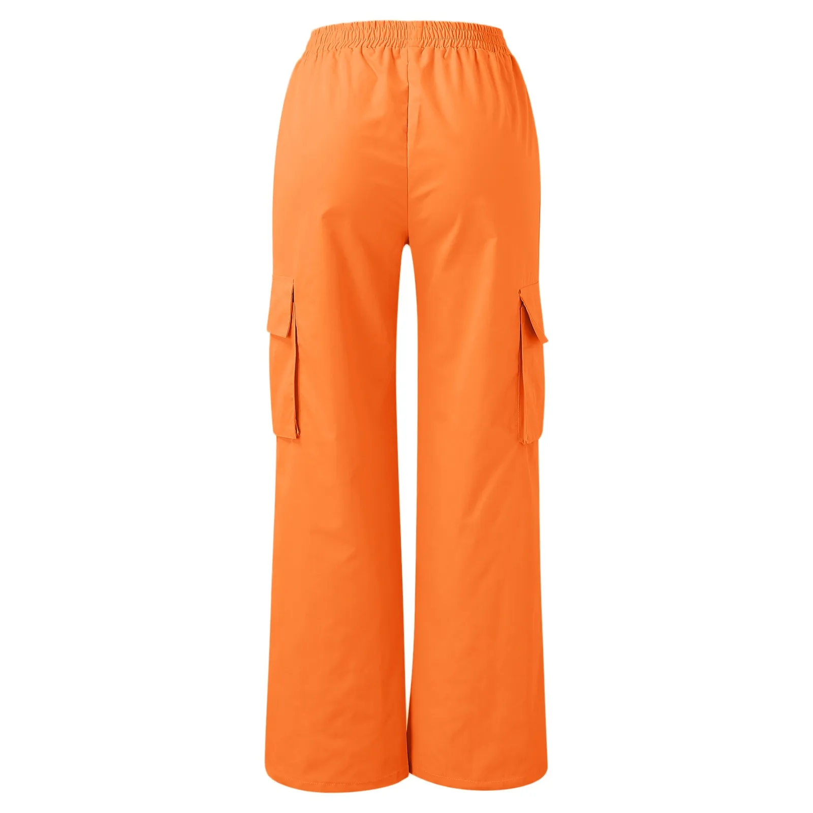 Orange Cargo Trousers Women's High Waist Wide Leg Long Pants Straight Multi Pockets Trousers Female Classic 2024 New Pants 6
