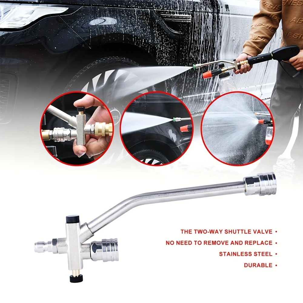 1/4" Quick Connect Foam Cannon Dual Adapter Metal Dual Head for High Pressure Washers Compatible with EU & US Includes 7 Nozzles 5