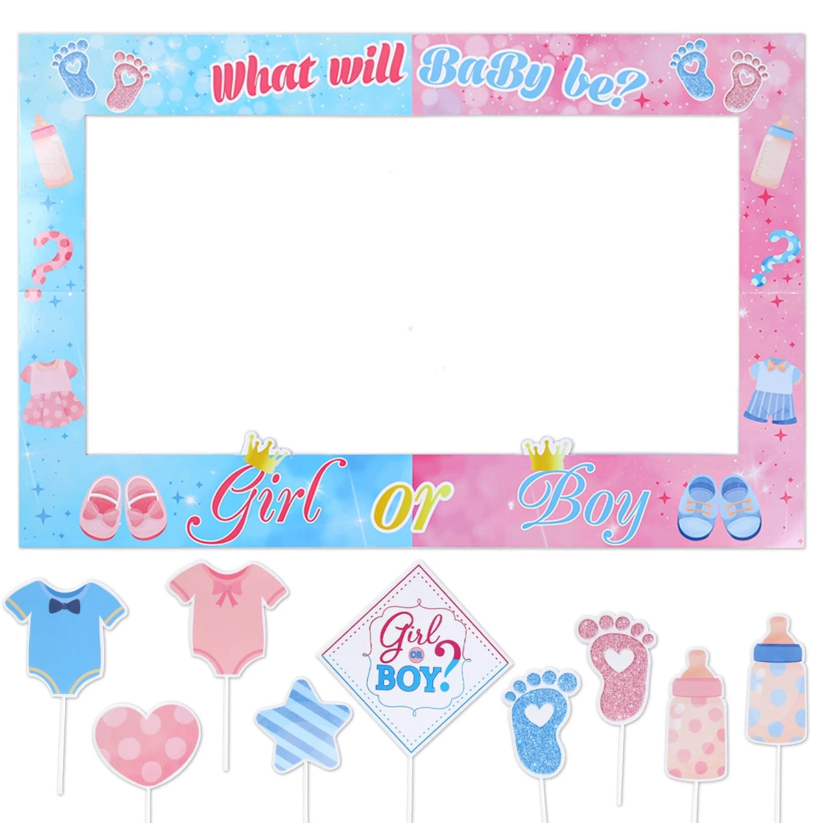 Boy O Girl Photo Booth Puntelli Gender Reveal Party Photobooth Puntelli Frame Handheld Baby Shower Forniture Per Decorazioni Di Buon Compleanno