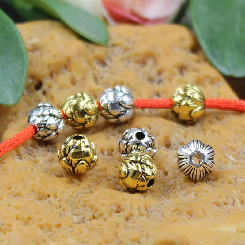 

10pcs 2 Color Vintage Lotus Base Bottom Spacer Beads For Jewelry Making DIY Bracelet Necklace jewelry Accessories Finding