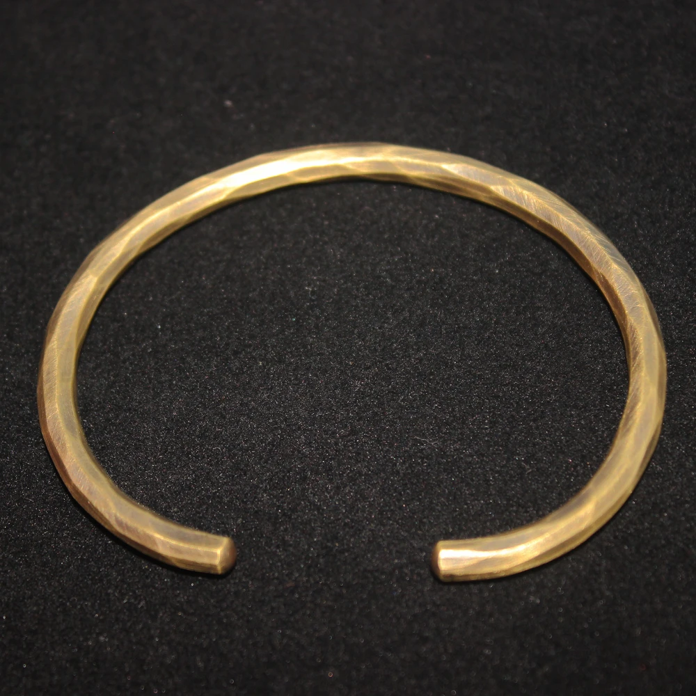 Handmade Forged Hammered Antique Brass Bracelet for Men Wrist Women Bangle Hand Craft Jewelry Unisex Gift of Boy Girl Lovers 6