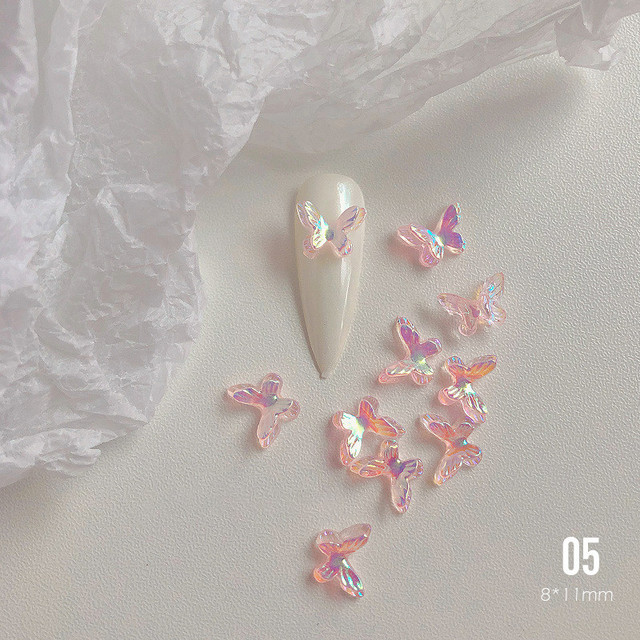 Aurora Glitter 3D Colorful Butterfly Nails Jewelry DIY Resin Manicure Decals Nail Art Decorations Accessories 2021 New