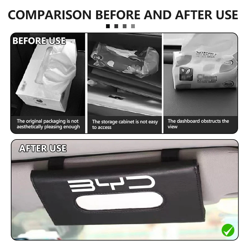 차량용 티슈 박스, 햇빛 가리개형 걸이식 냅킨 홀더, 종이 랙 (BYD Tang MAX DMI Qin EV600 Han EV Yuan Song PLUS Pro 용)
