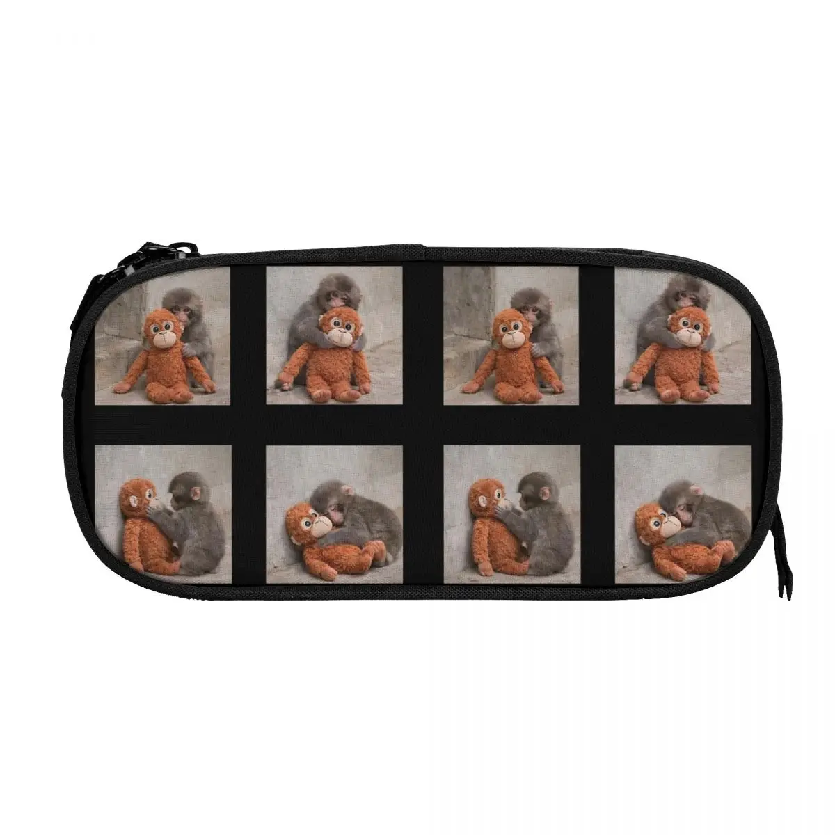 펀치 원숭이와 그의 장난감 친구 연필 케이스 학생용 펜 가방 대용량 학교 용품 지퍼 연필 케이스