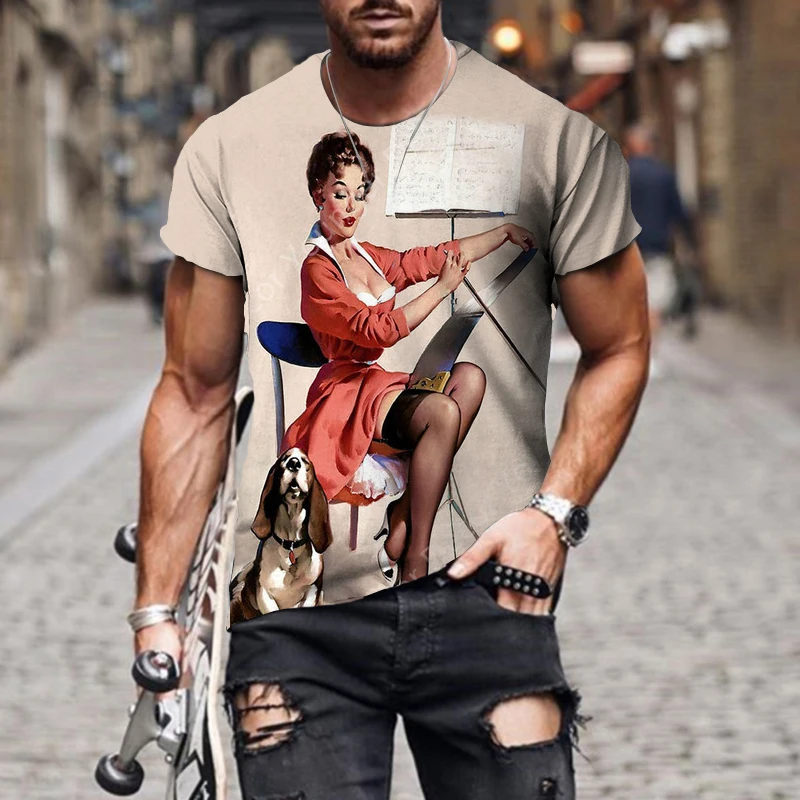 

Vintage T-Shirt Male Summer Short 3D Print Tops 2023 Men Oversized Clothing O-Neck Graphic T Shirts The Boys Tee Streetwear