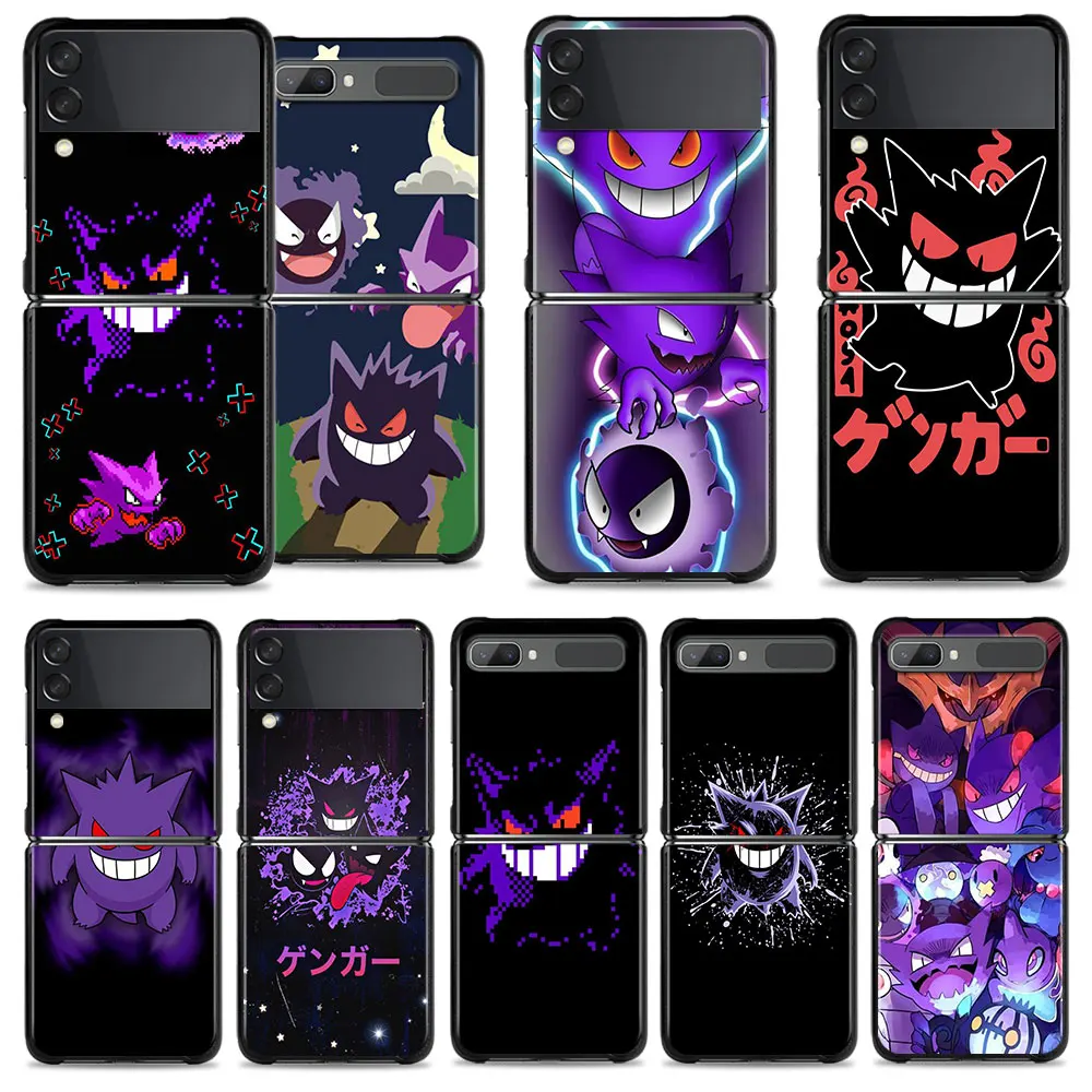 Gengar Ghost Poison Pokemon Phone Case For Samsung Galaxy Z Flip3 5g Back Cover For Samsung Z Flip4 Capa Black Pc Shell Fundas Aliexpress