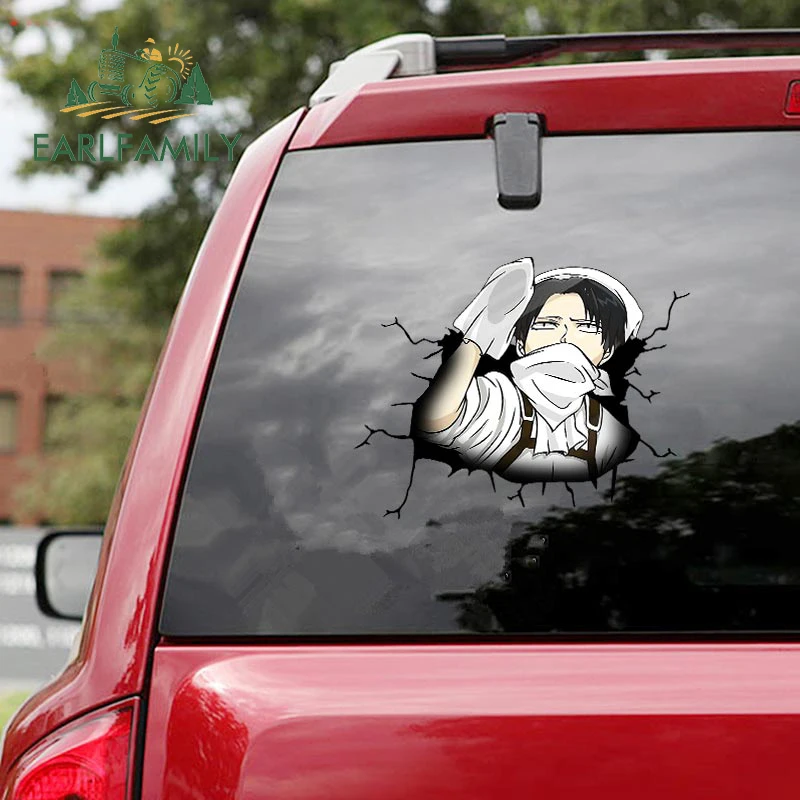 EARLFAMILY 13cm x 12.9cm for Attack on Titan Levi Ackerman Car Stickers Anime Decal Auto Refrigerators Vinyl Waterproof | Автомобили и