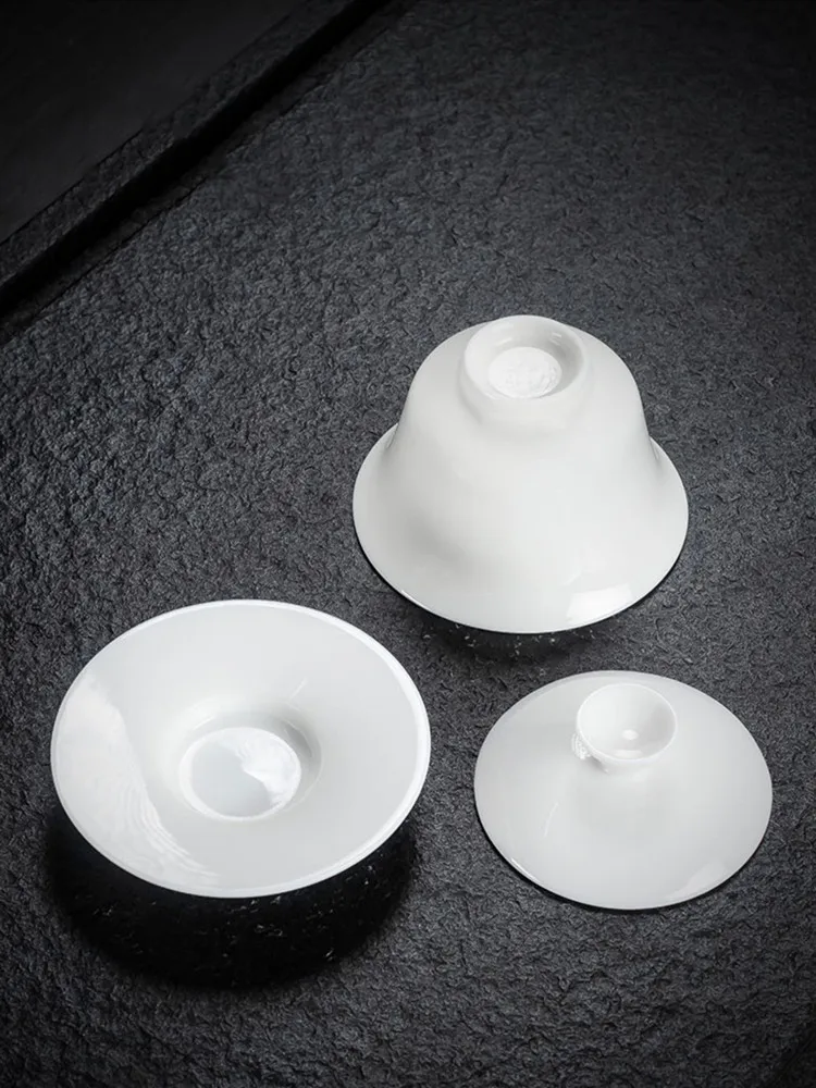 Traditional Ceramics Gaiwan Home Teacup Travel Tea Bowl Chinese Teaware Accessories Drinkware Personal Cup 130ml