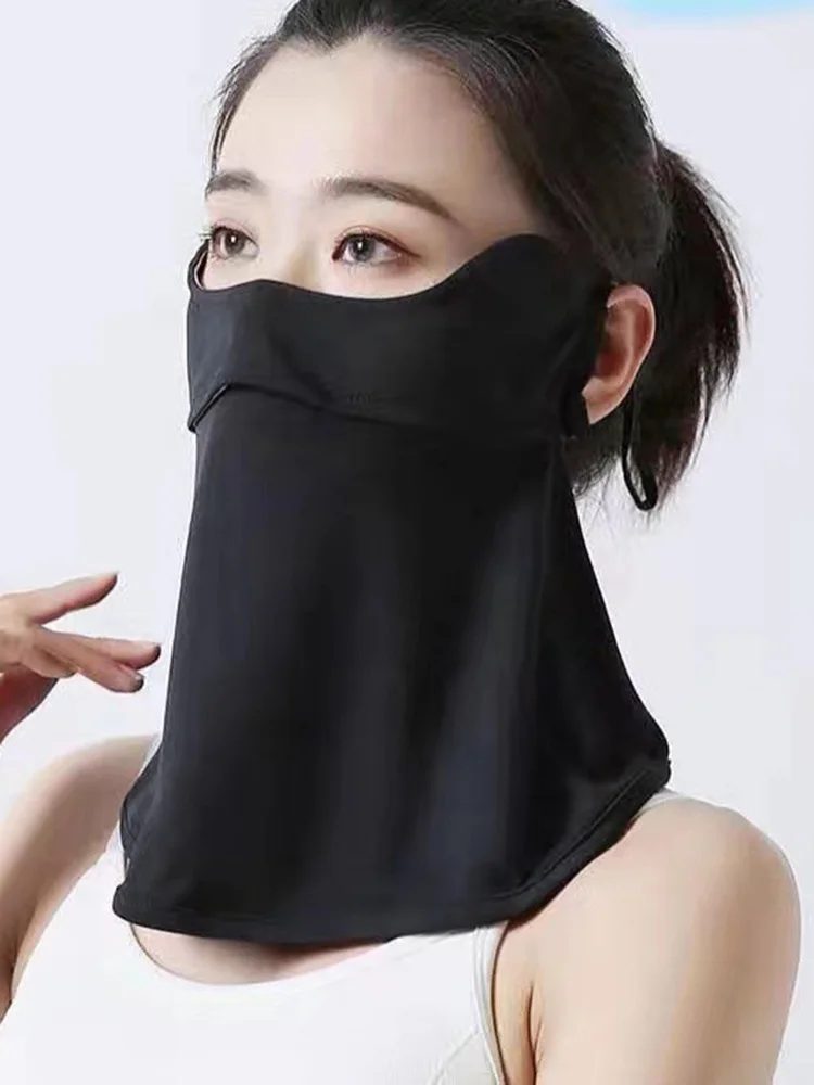 Women Sunscreen Mask Summer Facekini Hot New Ice Silk Anti-ultraviolet Breathable Polyester Cover Face