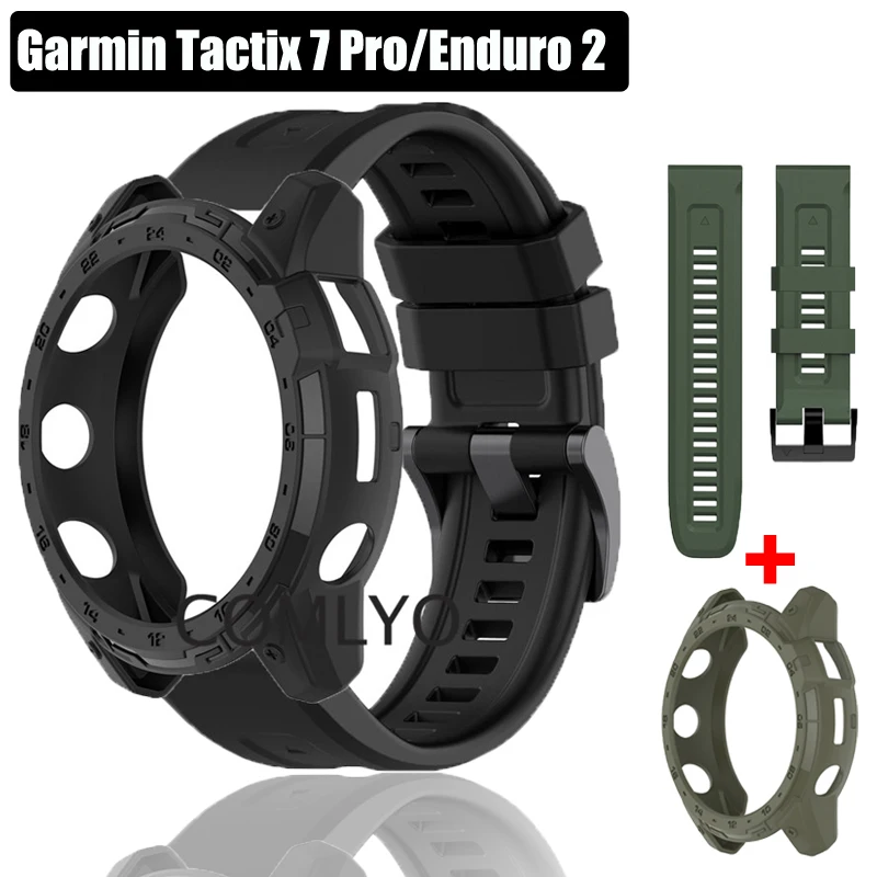 

For Garmin Tactix 7 Pro Enduro 2 Fenix 7X Case TPU Bumper Protective Shell Cover Strap Quick Fit Silicone Bracelet Band