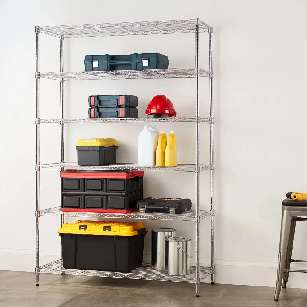 

Chrome Weights to Exercise At Home Gym Equipments Steel 6-Tier Storage Shelf Unit 72”H X 47.7“W X 18”D Bodybuilding Halteres