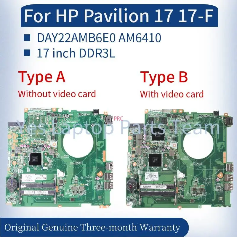 Placa-mãe para Notebook para hp Pavilion 17z-f000 17-f 762527501 762528-501 762531001 762526-501 Day22amb6e0-ddr3