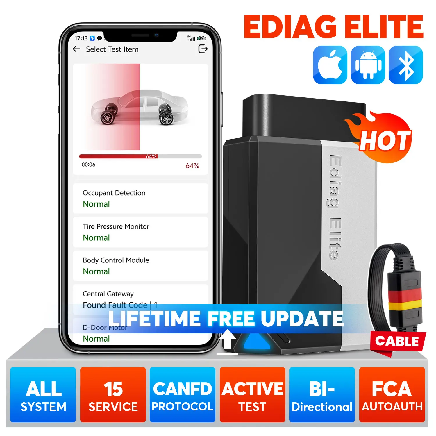 2026 NOVO KINGBOLEN Ediag Elite Scanner bidirecional com atualização gratuita vitalícia e 15 redefinições Ferramenta de diagnóstico de carro pk Thinkdiag