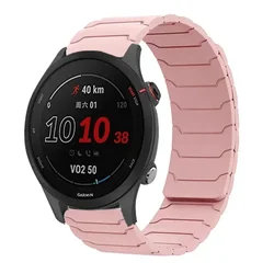 Magnetic Loop Silicone Watch Strap with Armor Pattern, 22mm/20mm - 22mm (Pink sand)