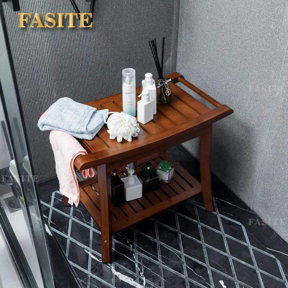 Bamboo Bath Chair Forevich Bamboo Shower Bench Stool With - Main Image