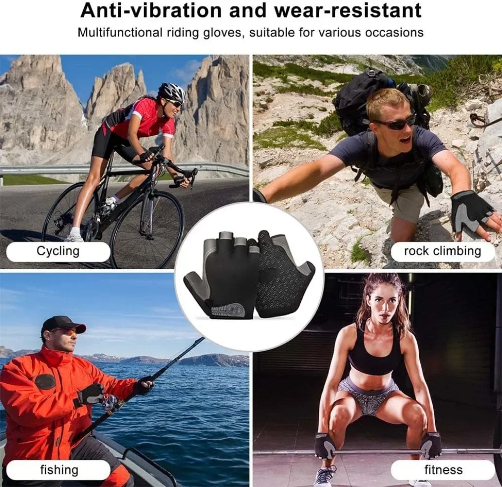 Gym Gloves Woman Men Weight Lifting Crossfit Bodybuilding Dumbbells Glove Anti Slip Fingerless Gloves for Exercise Powerlifting