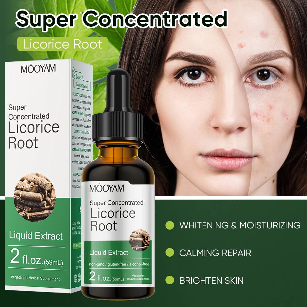 Licorice Root Extract Essential Oil Anti-acnes Licorice Root Pores Skin Care Lighten Spots Removal Blackhead Essence