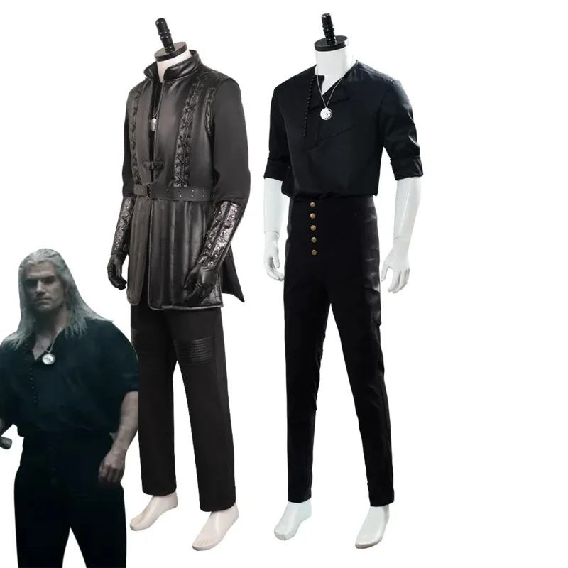 

Geralt Cosplay Costume for Adult Man Movie Costume Witcher Halloween Carnival Party Luxury Top Vest Roleplay Suit