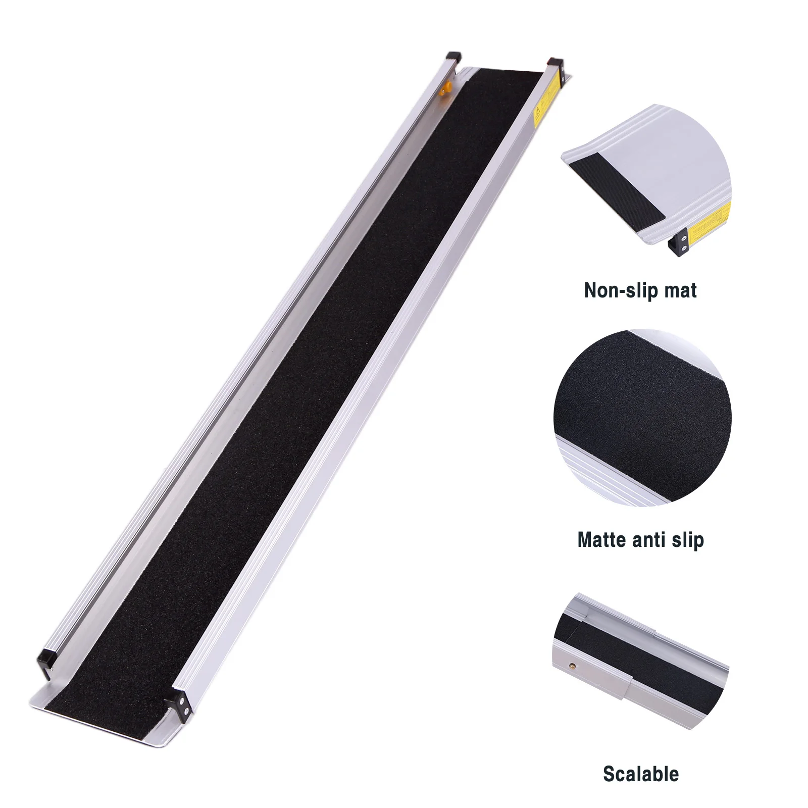 8FT Non-Slip Aluminum Door Threshold Ramps with Handbags Anti-Slip Aluminum Folding Portable Ramp for Home Stairs Steps