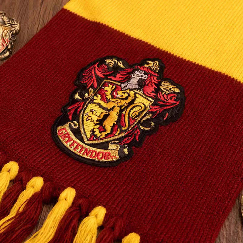 Winter Scarf Magician Hermione Ron Ravenclaw Slytherin Hufflepuff Academy Badge Hat Scarf Halloween and Birthday Supplies