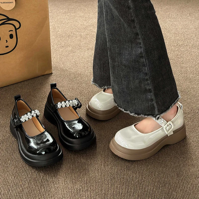 Women  New Spring and Autumn Versatile Pearl British Mary Jane Single Shoes