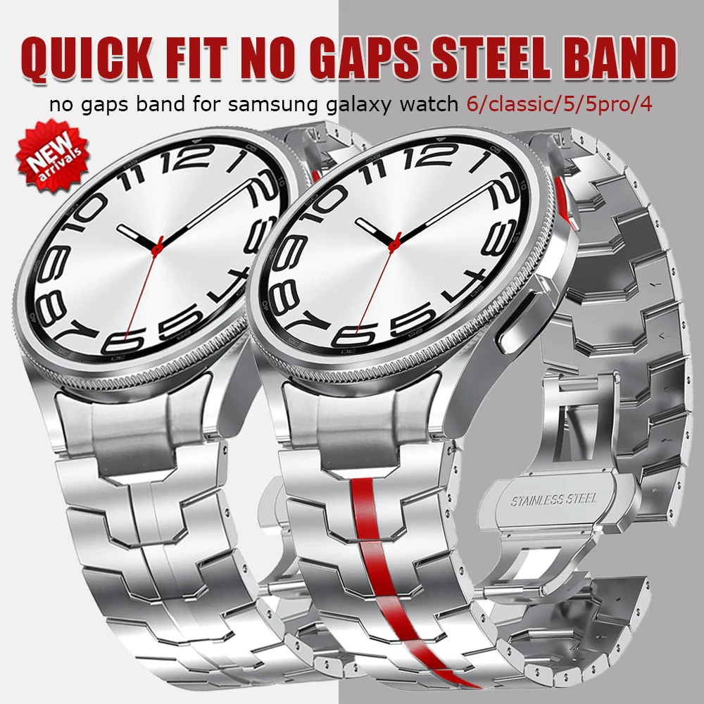 

No Gaps Luxury Steel Strap For Samsung Galaxy Watch 6Classic 43mm 47mm 6 5 4 40 44mm Quick Fit Band For 5Pro 45mm Metal Bracelet