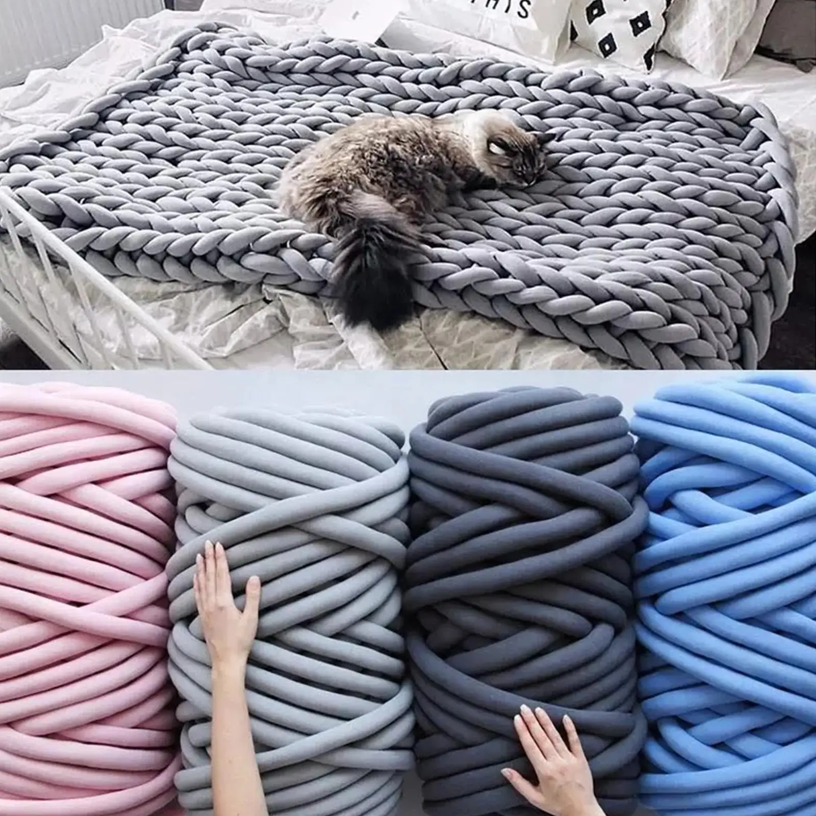 25m Super morbido lavabile filato per maglieria cotone fai da te lana  gigante ingombrante filato grosso s per braccio a maglia divano letto  coperta cuscino Pet Bed - AliExpress