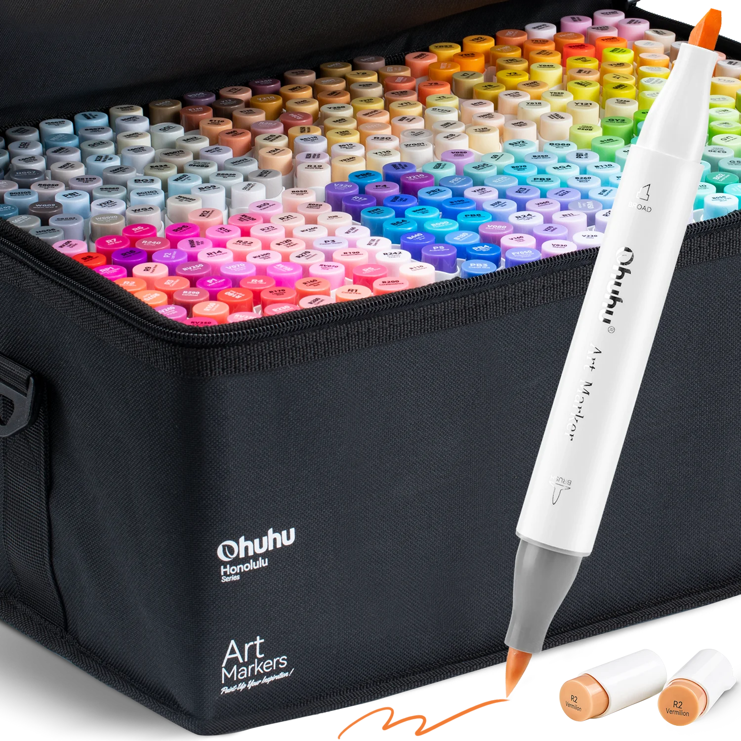 호놀룰루 320 색 마커 세트와 알코올 아트 마커, 듀얼 브러시 펠트 펜으로 손쉽게 스케치, 드로잉, 만화 작업에 활용하는 미술 용품