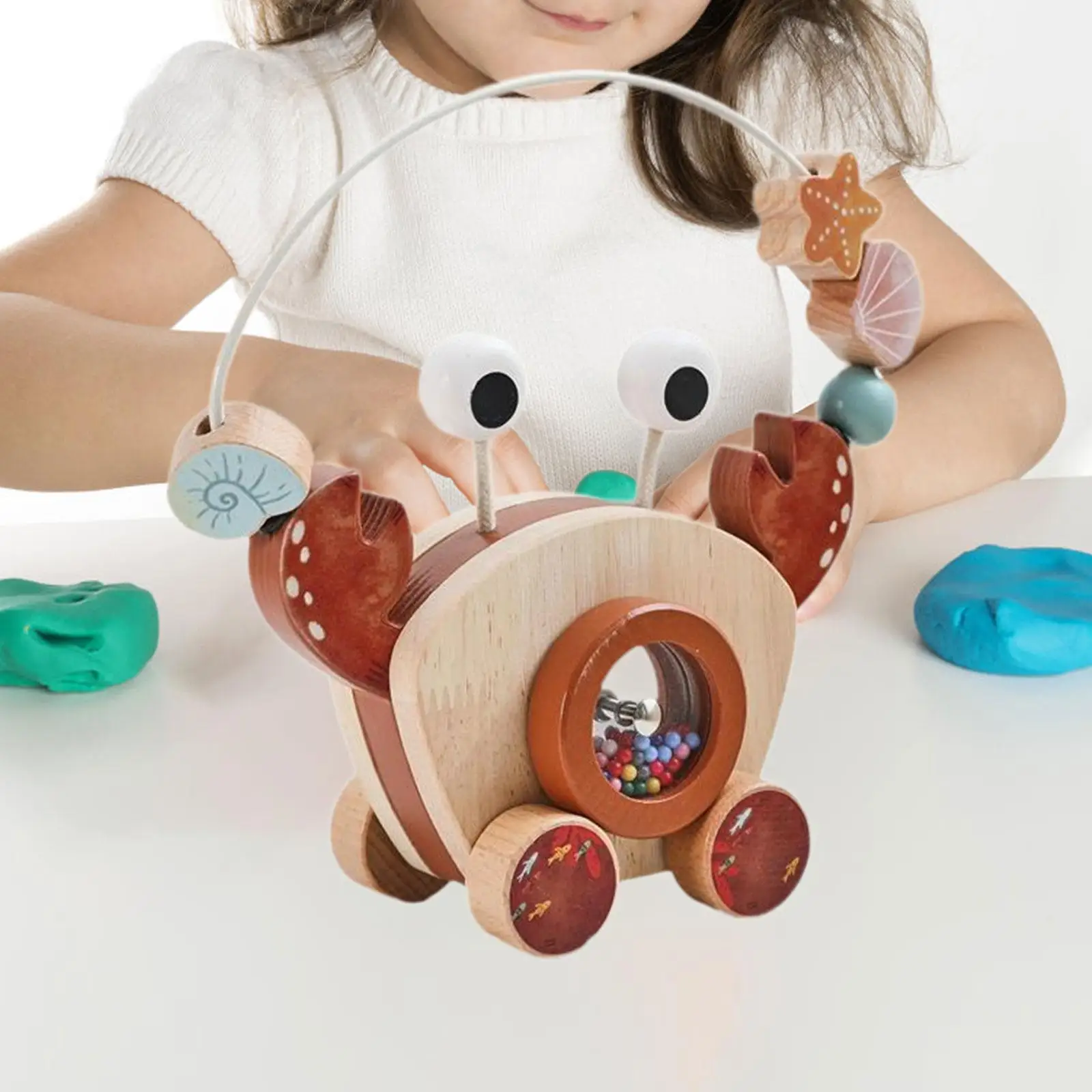 Wooden Pull Along Toddlers Toy Activity Toy for Toddlers 1 2 3 4 Years Old