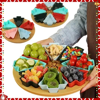 Christmas Tree Shape 8 Grid Separated Tray Breakfast Fruit Plate Household Nut Candy Box 8 Grid Creative Christmas Decoration 1