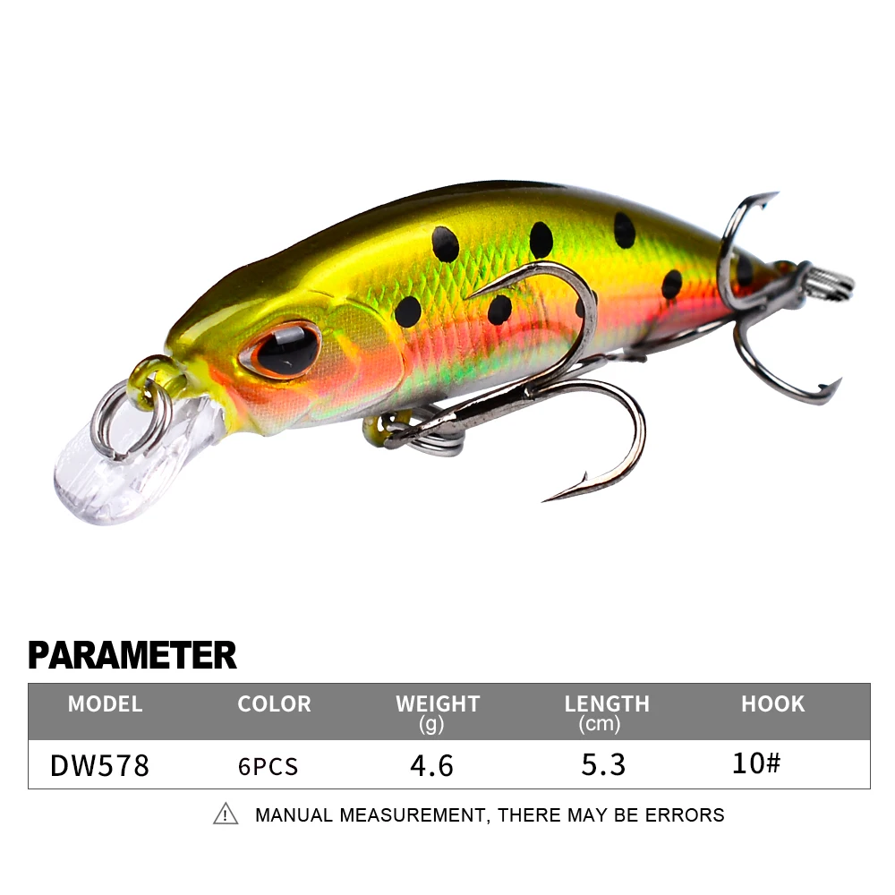 PROBEROS Mini Sinking Minnow Wobblers Fishing Lures 5.3cm-4.6g Artificial Trolling Hard Bait Jerkbait Swimbait Bass Fishing fishing lure