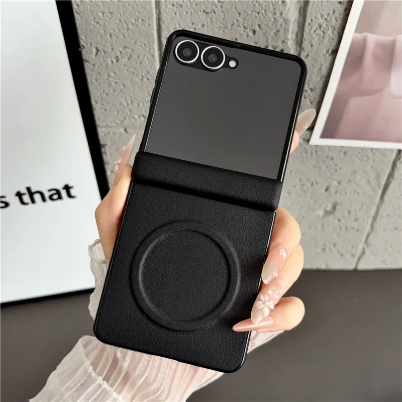 Fashion Magnetic PU Leather Candy Color Anti-Fingerprint Non-Slip Ultra-Thin Phone Case Cover