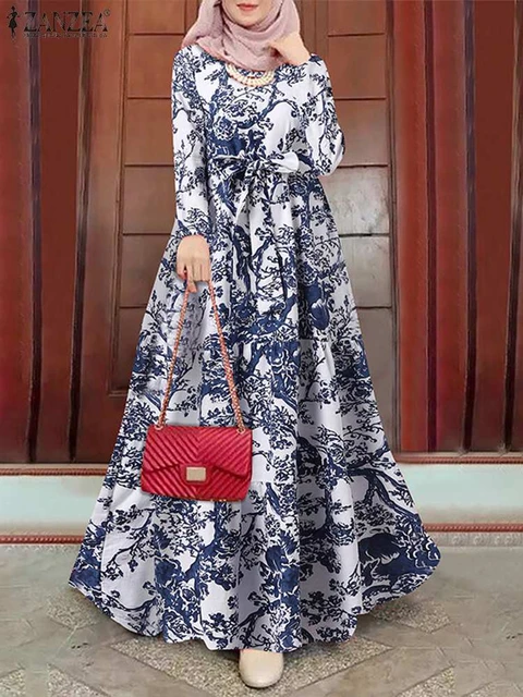 Zanzea-vestido kaftan muçulmano estampado floral para mulheres, roupas  islâmicas, vestido maxi casual, vestido de verão feminino, túnica turca 7,  2023, outono - AliExpress