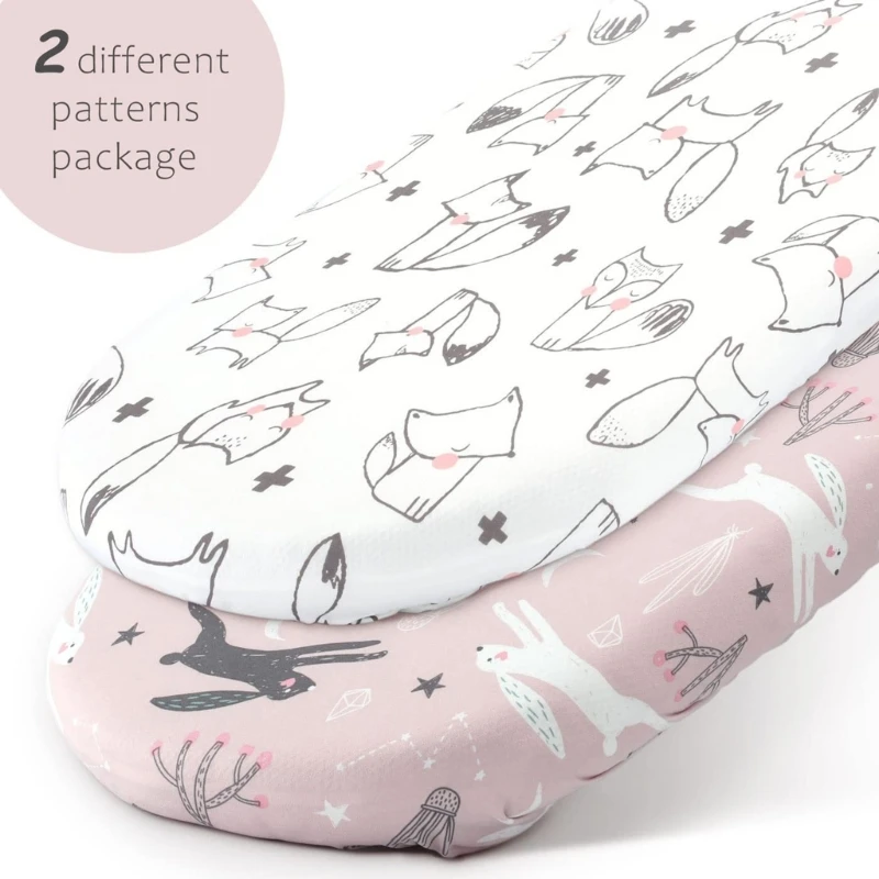 2Pcs Removable Fitted Sheets Infant Crib Cradles Cover