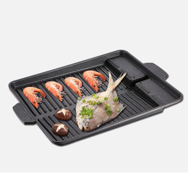 Korean Grill Pan Nonstick Bakeware Smokeless Barbecue Tray Stovetop Plate For Kitchen Indoor