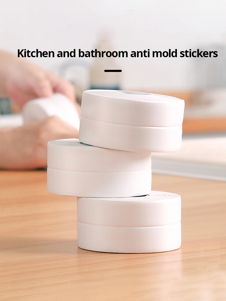 1pc Badezimmer wasserdichte Wand aufkleber Dichtung bänder PVC-Klebe-Dichtung streifen Waschbecken-Kante Band Küche Bad Zubehör – Detail 1