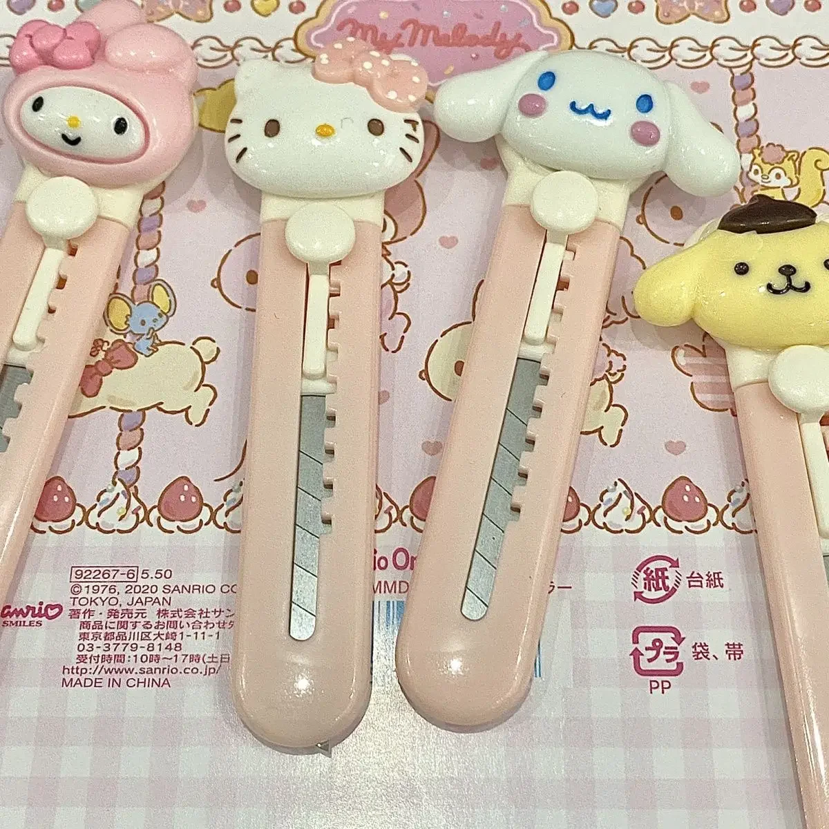 

Kawaii Sanrioed аниме мультфильм серия My melody Cinnamoroll KT кошка пудинг собака милый универсальный нож Мини милый портативный бумажный нож