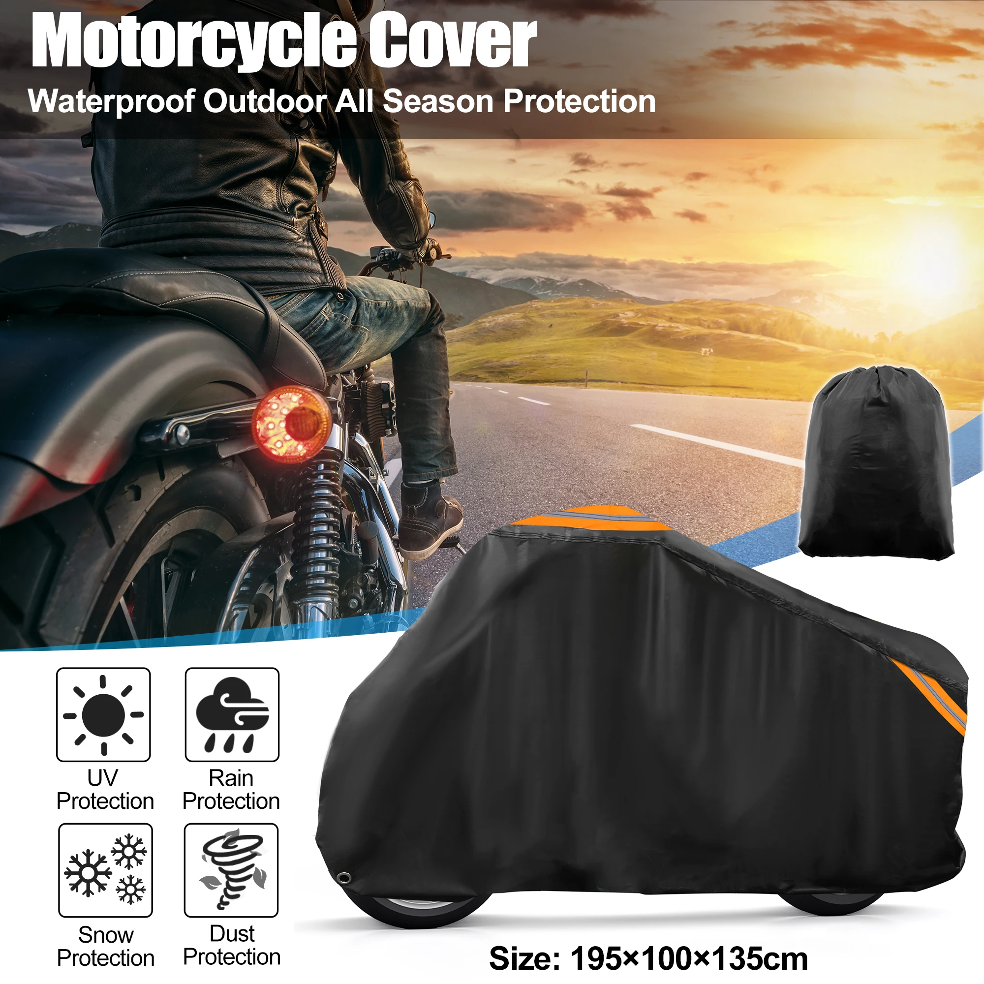 

UXCELL Universal Motorcycle Cover Waterproof Rain UV Protector Outdoor Dustproof Sun Protection Scooter Cover All Season