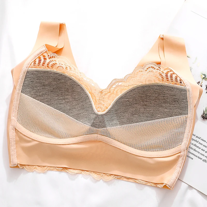 Sexy Strapless Bra Women Plus Size 5XL 6XL 7XL Lace Bras for Women Plus Size Vest Bra Thin Brassiere Full Cup Seamless Bralette 6