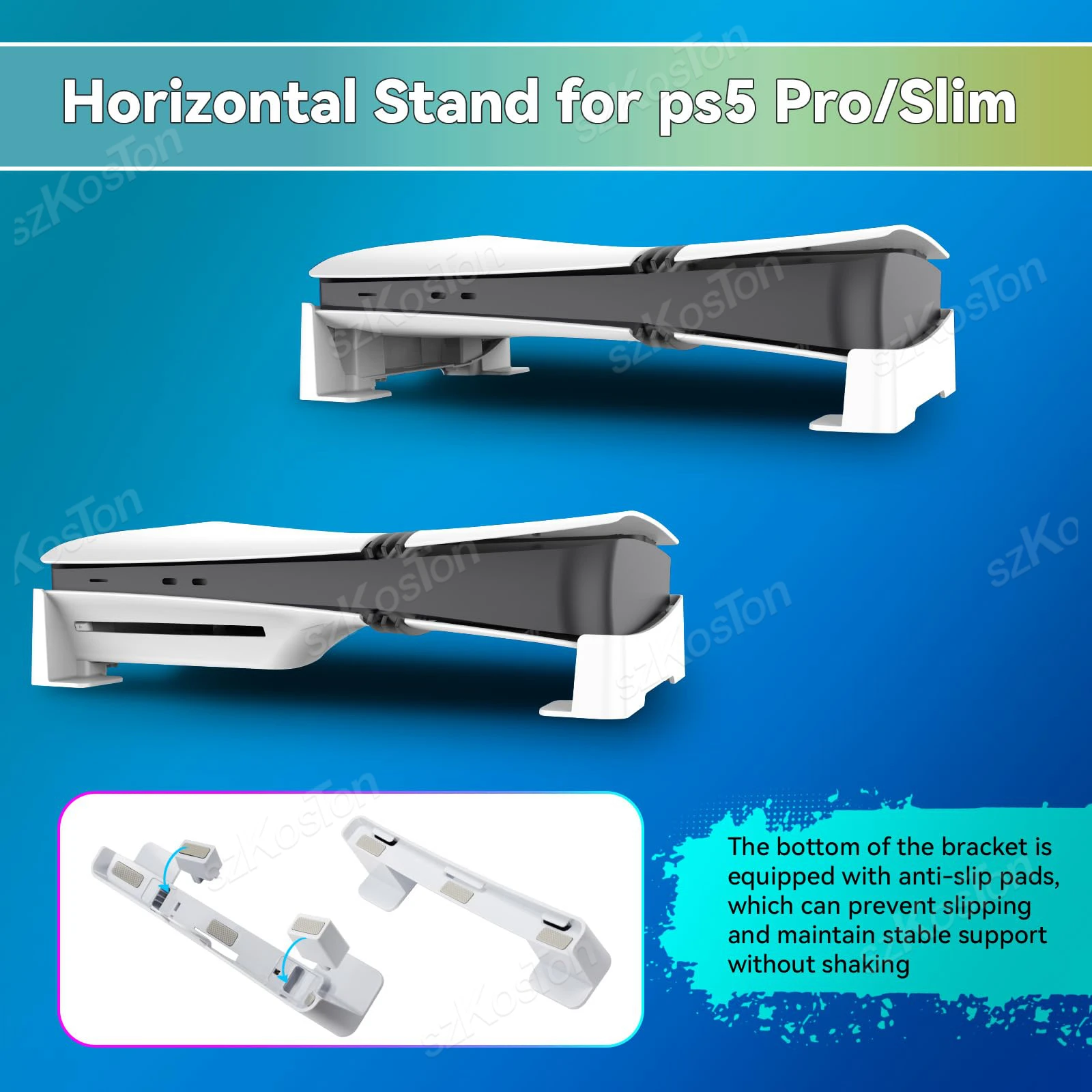 PS5 Pro 및 PS5 슬림 게임 콘솔용 수평 스탠드 PlayStation 5 Pro 액세서리와 호환되는 미끄럼 방지 안정화 베이스