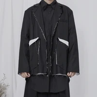 The spring of 2023 the new suit men's original popular logo coat flash design  wind stitching loose suit black and white 2