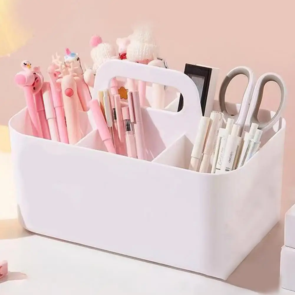 Desktop Storage Box Stationery Pen Holder Makeup Organizer Plastic Shower Caddy Container Box For Home Bedroom Bathroom Office