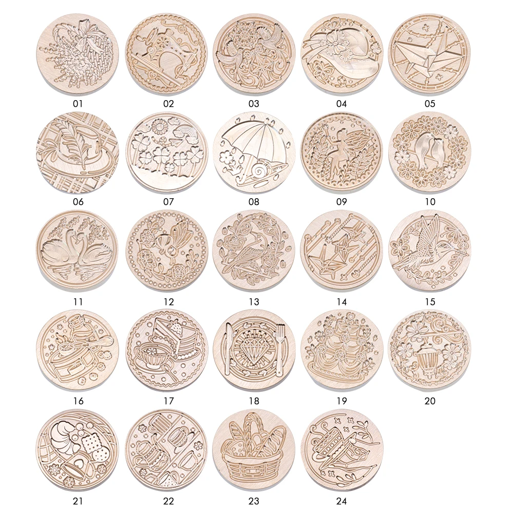 25mm Sealing Wax Copper Head Without Handle Round-shaped Enamel Wax Head DIY Manual Account Invitation Envelope for Wedding Card